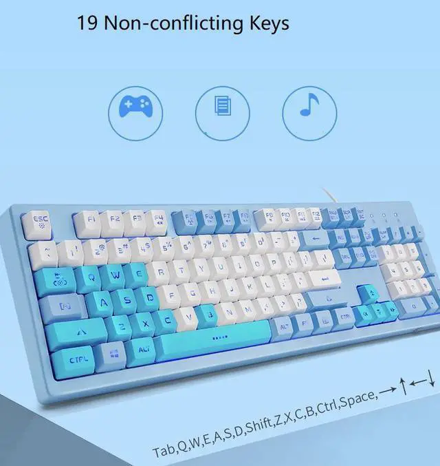 Alt view image 6 of 7 - CORN  SUNSONNYK60 Ergonomic Design,19 Non-conflicting  Keys,Cool Exterior USB Wired Brown Switch Mechanical Feeling Keyboard For Office And Game, 7- Color Breathing Led Light, PBT Keycaps