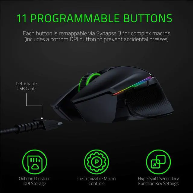 Alt view image 4 of 14 - Razer Basilisk Ultimate With Charging Dock Wireless Optical Gaming Mouse