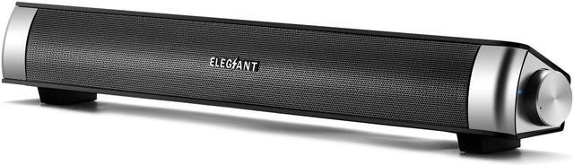 ELEGIANT USB Powered Sound Bar Speakers for Computer Laptop PC, Black Speakers -