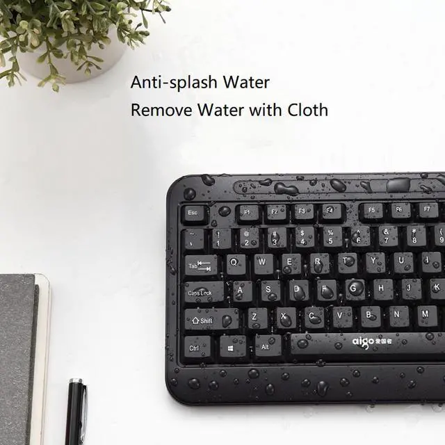 Alt view image 3 of 7 - Aigo WQ7610 Ergonomic Design,Cool Exterior Waterproof Wireless Quiet-typing Keyboard And Mouse Combo For Office And Game - Black