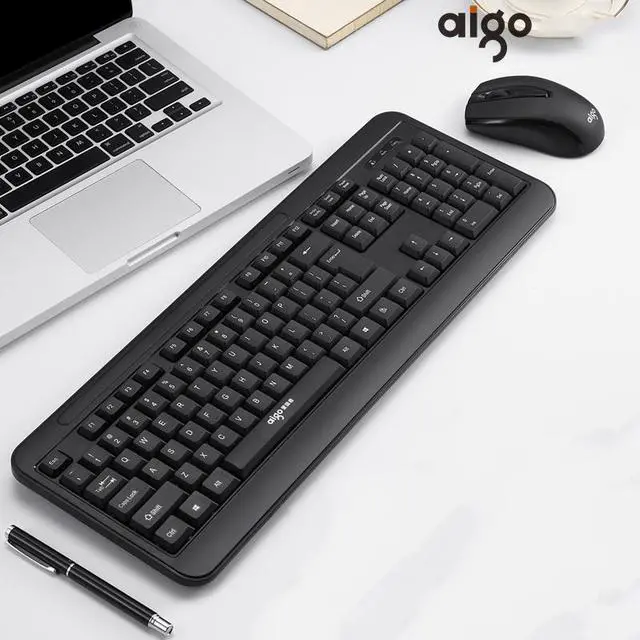 Alt view image 7 of 7 - Aigo WQ7610 Ergonomic Design,Cool Exterior Waterproof Wireless Quiet-typing Keyboard And Mouse Combo For Office And Game - Black
