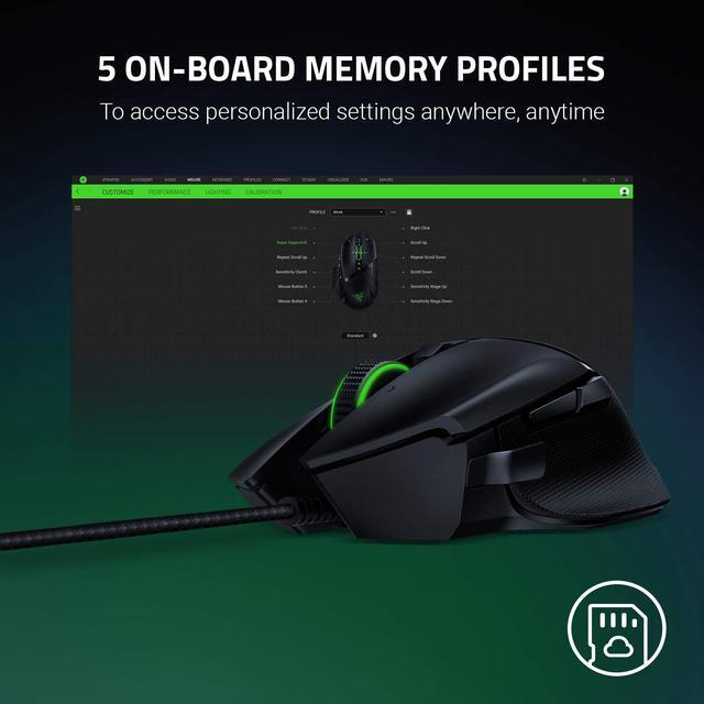 Alt view image 4 of 8 - Razer Basilisk v2 Wired Gaming Mouse: 20K DPI Optical Sensor - Fastest Gaming Mouse Switch - Chroma RGB Lighting - 11 Programmable Buttons - Classic Black