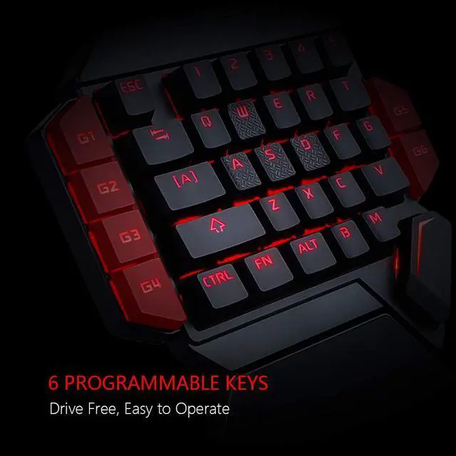 Alt view image 3 of 7 - RedThunder K50 One-Handed Mechanical Gaming Keyboard - Blue Switches RGB Backlit 35 Keys Portable Mini Gaming Keypad - Ergonomic Game Controller for PC/MAC/PS4/XBOX ONE Gamer