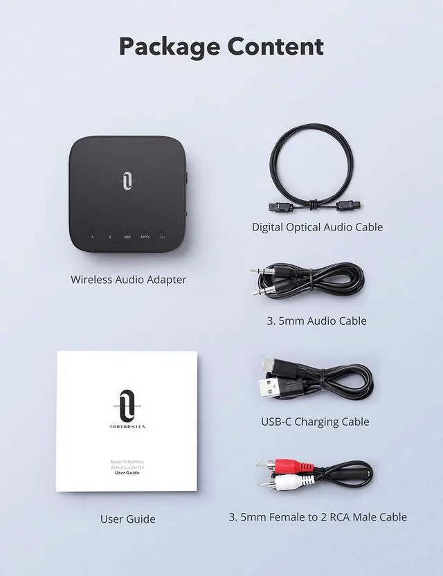 Alt view image 4 of 7 - TaoTronics Bluetooth 5.0 Transmitter Receiver with Codec Display, aptX Low Latency Wireless Audio Adapter for TV Home Audio System (3.5mm AUX, RCA, SPDIF in/Out) Dual Link, 24hrs Play Time