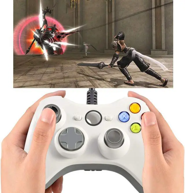 Alt view image 7 of 7 - PC Wired Controller, USB Gamepad, Joypad with Shoulders Buttons, Compatible with Microsoft Xbox360/Xbox 360 Slim/PC Windows 7 8 10 11 Game (White)