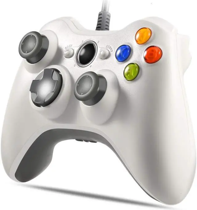 Alt view image 2 of 7 - PC Wired Controller, USB Gamepad, Joypad with Shoulders Buttons, Compatible with Microsoft Xbox360/Xbox 360 Slim/PC Windows 7 8 10 11 Game (White)