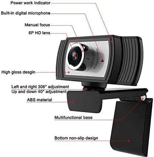 Alt view image 3 of 6 - CORN C33 1080P HD Webcam with Microphone, Webcam for Gaming Conferencing, Laptop or Desktop Webcam, USB Computer Camera for Mac Xbox YouTube Skype OBS, Free-Driver Installation Fast Autofocus