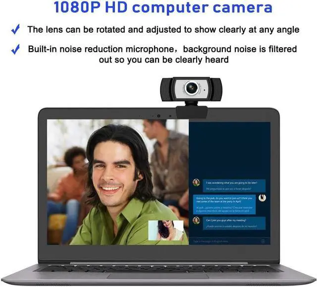 Alt view image 2 of 6 - CORN C33 1080P HD Webcam with Microphone, Webcam for Gaming Conferencing, Laptop or Desktop Webcam, USB Computer Camera for Mac Xbox YouTube Skype OBS, Free-Driver Fast Autofocus Add Tripod Stand