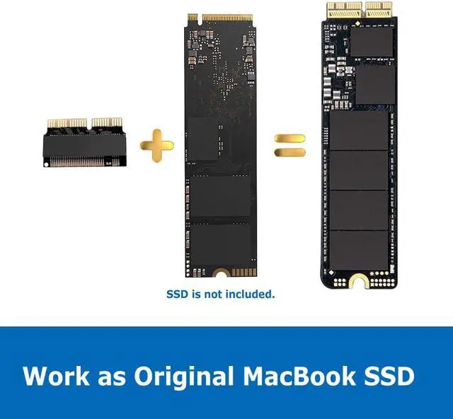 Alt view image 4 of 7 - M.2 NVME SSD Convert Adapter, 12+16pin M.2 NGFF M-Key SSD Convert Card for MacBook Air Pro Retina Mid 2013 2014 2015 2016 2017, NVME AHCI SSD Upgraded Kit for A1465 A1466 A1398 A1502