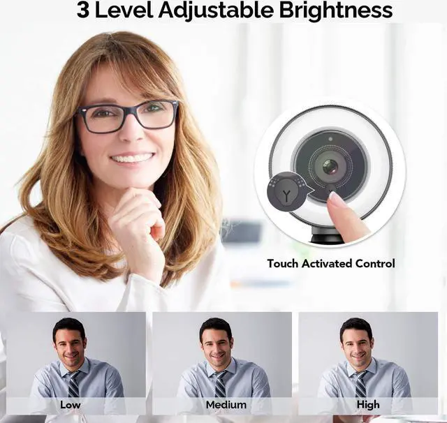 Alt view image 6 of 6 - PC Webcam for Streaming HD 1080P, CORN 960A USB Pro Computer Web Camera Video Cam for Mac Windows Laptop Conferencing Gaming Xbox Skype OBS Twitch Youtube Xsplit GoReact with Microphone & Ring Light