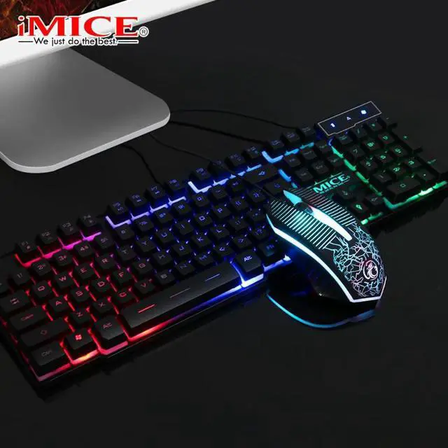 Alt view image 4 of 6 - New MK-680 Wired Gaming Keyboard and Mouse Combo, Ergonomic Design USB Color Backlight Rainbow Keyboard and Mouse Set for Laptop PC