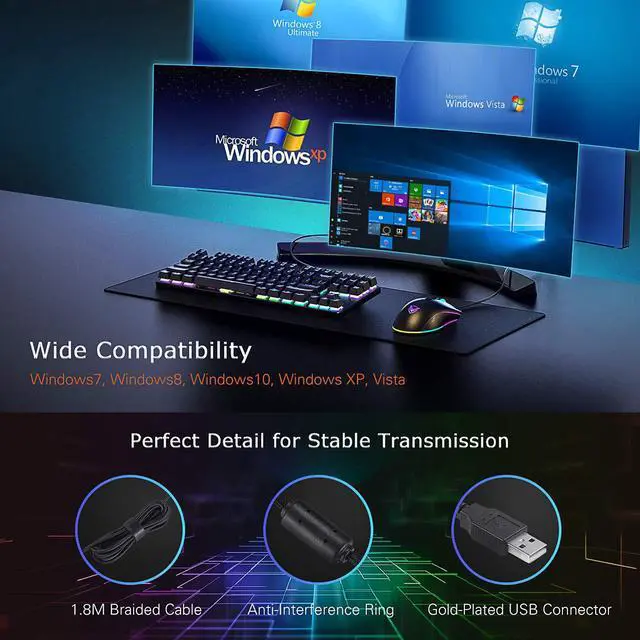 Alt view image 4 of 7 - CORN RGB Gaming Mouse Wired, Adjustable 10,000 DPI, 8 Programmable Buttons-7 RGB Lighting Modes Ergonomic USB Mice PMW3325 with Fire Button for Laptop/PC with Long Braided Cord, Matt Black