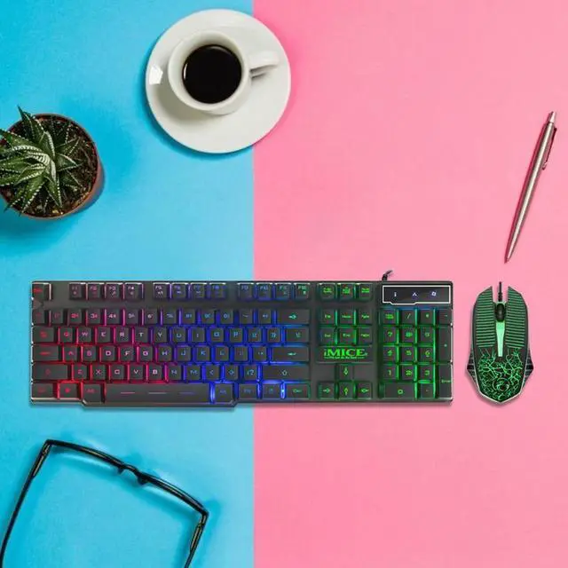 Alt view image 6 of 6 - New MK-680 Wired Gaming Keyboard and Mouse Combo, Ergonomic Design USB Color Backlight Rainbow Keyboard and Mouse Set for Laptop PC