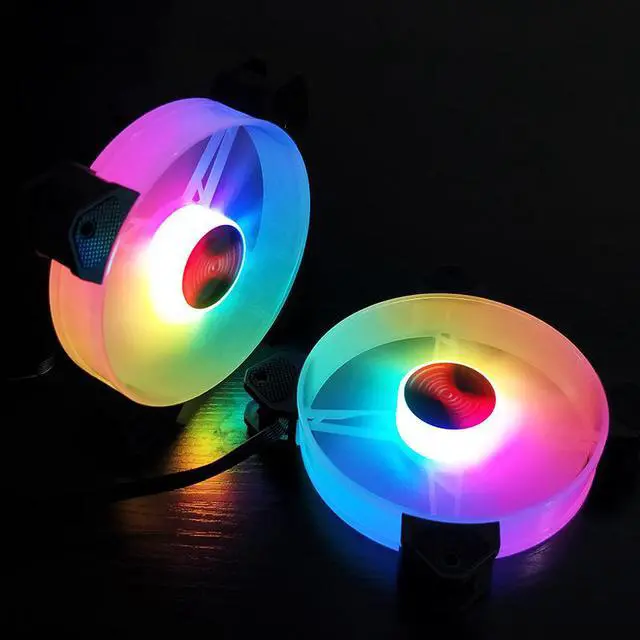 Alt view image 3 of 5 - CORN 5-Pack 120mm silent RGB Fans for PC Case, RGB Case Fan with Fan Hubs, RGB 5v 3-pin Motherboard Sync,ASUS Aura,Msi,GIGABYTE Sync