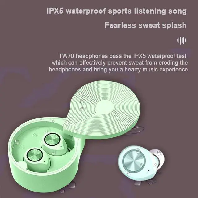 Alt view image 4 of 7 - CORN Wireless Earbuds, Bluetooth 5.0 Touch Control Sport Waterproof Headphones, Noise Canceling Stereo Earphones with Charging Case, Headsets Compatible with iPhone Android (Green)