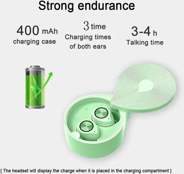 Alt view image 3 of 7 - CORN Wireless Earbuds, Bluetooth 5.0 Touch Control Sport Waterproof Headphones, Noise Canceling Stereo Earphones with Charging Case, Headsets Compatible with iPhone Android (Green)