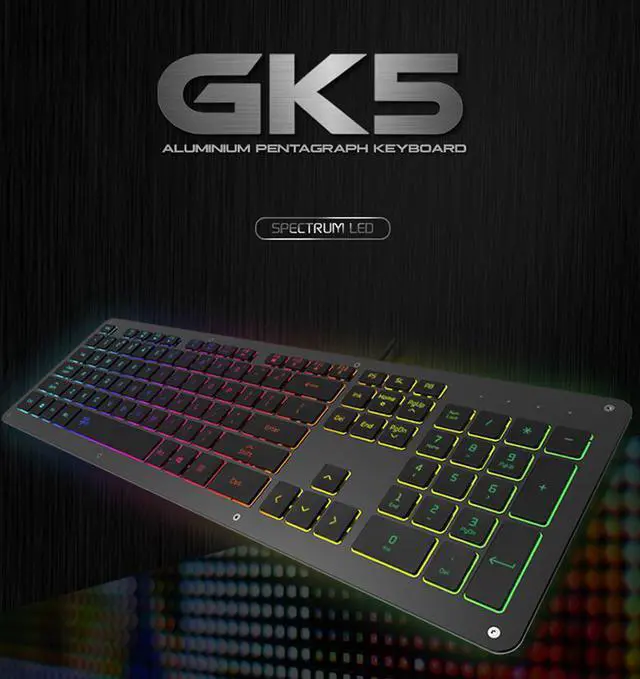 Alt view image 7 of 7 - GGSMLIDH GK5 Aluminum Alloy Silent Typing Keyboard for Office and Daily Use, RGB Backlit , Extra-slim Keyboard with Chiclet Keycaps