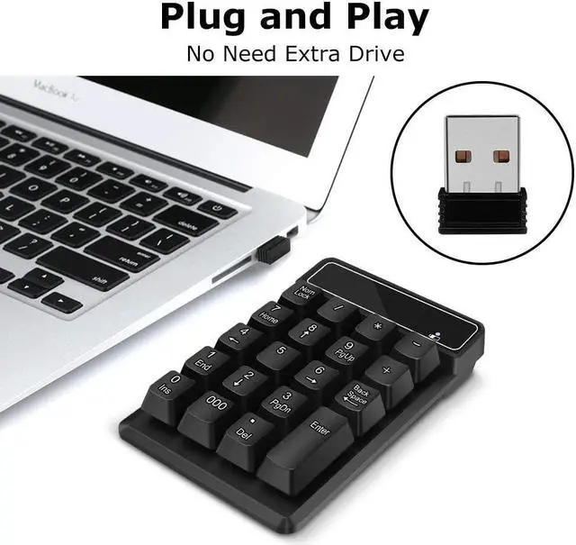 Alt view image 4 of 6 - CORN Number Pad,Portable Mini USB 2.4GHz 19-Key Financial Accounting Numeric Keypad Keyboard Extensions for Data Entry in Excel for Laptop, PC,  Surface pro, Notebook, etc (Wireless Number Pad)