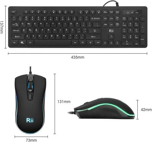 Alt view image 3 of 4 - Rii RGB Backlit Business Keyboard,Gaming Keyboard and Mouse Combo,USB Wired Keyboard,RGB Optical Mouse for Gaming,Business Office