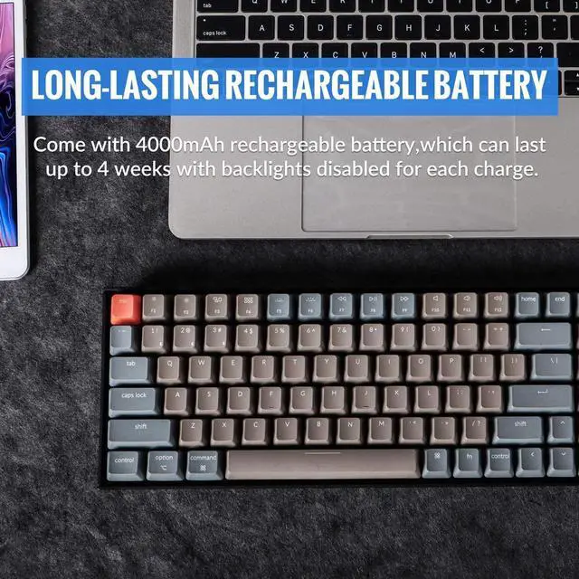 Alt view image 4 of 6 - Keychron K4 Mechanical Keyboard, Wireless Mechanical Keyboard with RGB Backlight/Optical Switch/Wired USB C / 96% Layout, Bluetooth Gaming Keyboard for Mac Windows PC Gamer