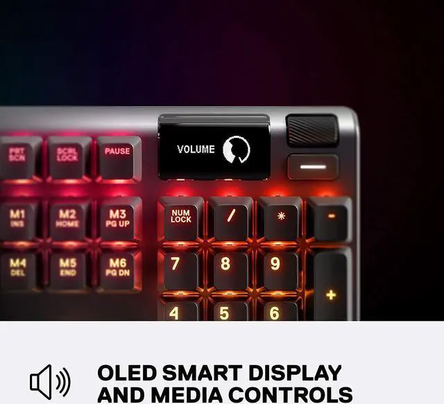 Alt view image 4 of 7 - SteelSeries Apex 5 Hybrid Mechanical Gaming Keyboard  Per-Key RGB Illumination  Aircraft Grade Aluminum Alloy Frame  OLED Smart Display (Hybrid Blue Switch)