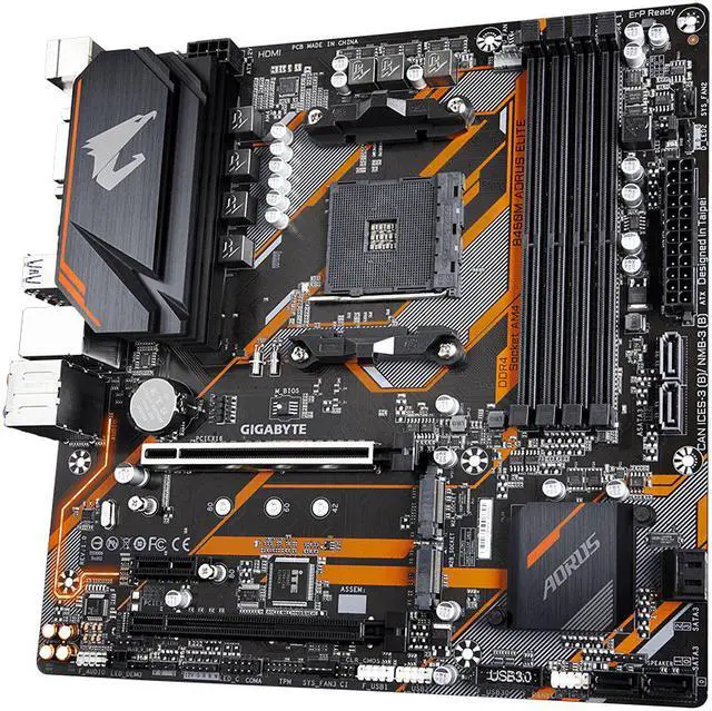 Alt view image 2 of 3 - Gigabyte B450M AORUS ELITE AM4 Micro-ATX Motherboard