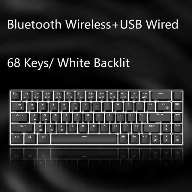 Alt view image 2 of 7 - RK RK855 Bluetooth Wireless and USB Wired Dual-mode 68 Keys Mechanical Gaming Keyboard, Adjustable White Backlit