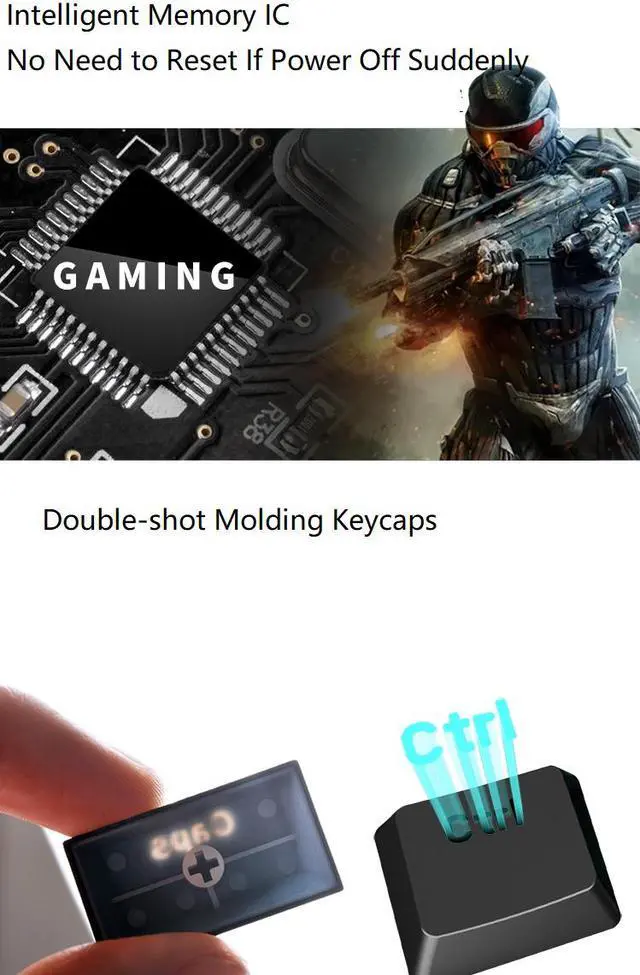 Alt view image 6 of 7 - RK RK855 Bluetooth Wireless and USB Wired Dual-mode 68 Keys Mechanical Gaming Keyboard, Adjustable White Backlit