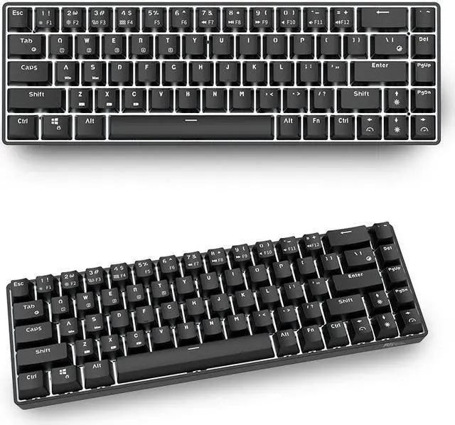 Alt view image 5 of 7 - RK RK855 Bluetooth Wireless and USB Wired Dual-mode 68 Keys Mechanical Gaming Keyboard, Adjustable White Backlit