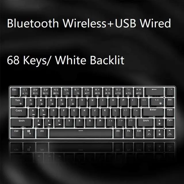 Alt view image 2 of 7 - RK RK855 Bluetooth Wireless and USB Wired Dual-mode 68 Keys Mechanical Gaming Keyboard, Adjustable White Backlit