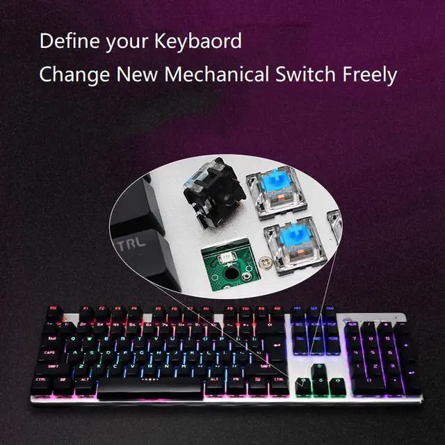 Alt view image 4 of 5 - Langtu G700  Real Mechanical Gaming Keyboard, 22 Modes Backlit Effect, N-Key Rollover