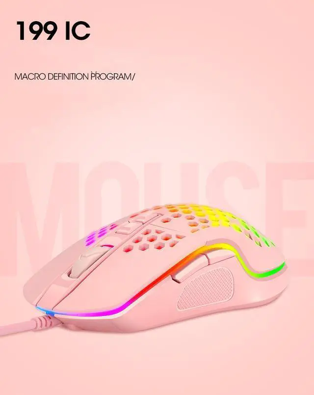 Alt view image 4 of 6 - CORN V9 Optical USB Wired 3500DPI RGB Light Macro Programmable Gaming Mouse with Honeycomb Shell