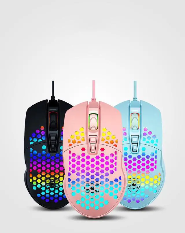 Alt view image 5 of 6 - CORN V9 Optical USB Wired 3500DPI RGB Light Macro Programmable Gaming Mouse with Honeycomb Shell