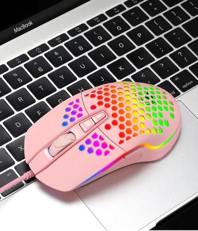 Alt view image 6 of 6 - CORN V9 Optical USB Wired 3500DPI RGB Light Macro Programmable Gaming Mouse with Honeycomb Shell