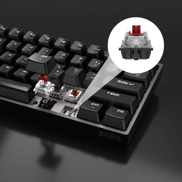 Alt view image 3 of 6 - DIERYA DK61E 60% Mechanical Gaming Keyboard, RGB Backlit Wired PBT Keycap Waterproof Type-C Mini Compact 61 Keys Computer Keyboard with Full Keys Programmable