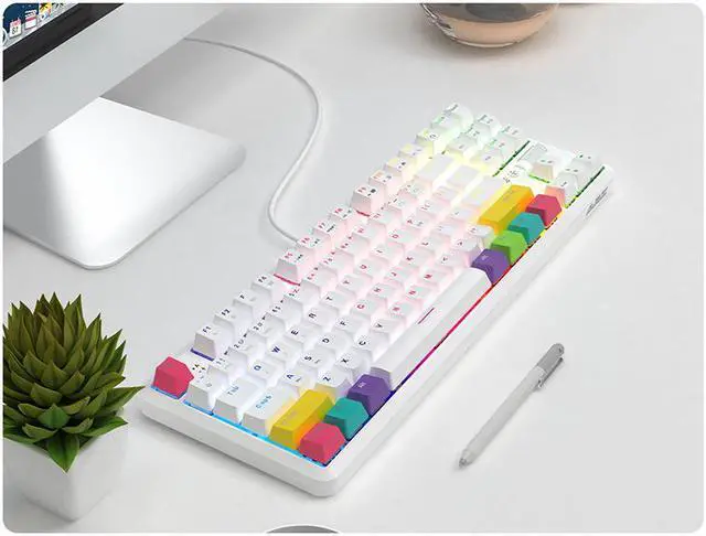 Alt view image 6 of 7 - A-jazz  K870T Wired and Bluetooth Wireless Dual-mode Connectivity RGB Backlit TKL Mechanical Keyboard