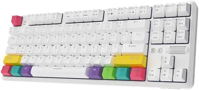 Alt view image 3 of 7 - A-jazz  K870T Wired and Bluetooth Wireless Dual-mode Connectivity RGB Backlit TKL Mechanical Keyboard