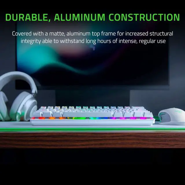 Alt view image 5 of 20 - Razer Huntsman Mini 60% Gaming Keyboard: Fastest Keyboard Switches Ever - Clicky Optical Switches - Chroma RGB Lighting - PBT Keycaps - Onboard Memory - Mercury White