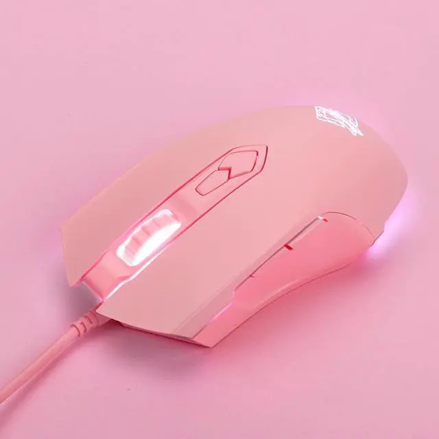 Alt view image 3 of 4 - Ajazz AJ52 Watcher RGB Backlit Ergonomic Gaming Mouse, 2500 DPI A5050 7 Programmable Buttons Wired Gaming Mice for Windows Mac OS Linux, Competitor Pink