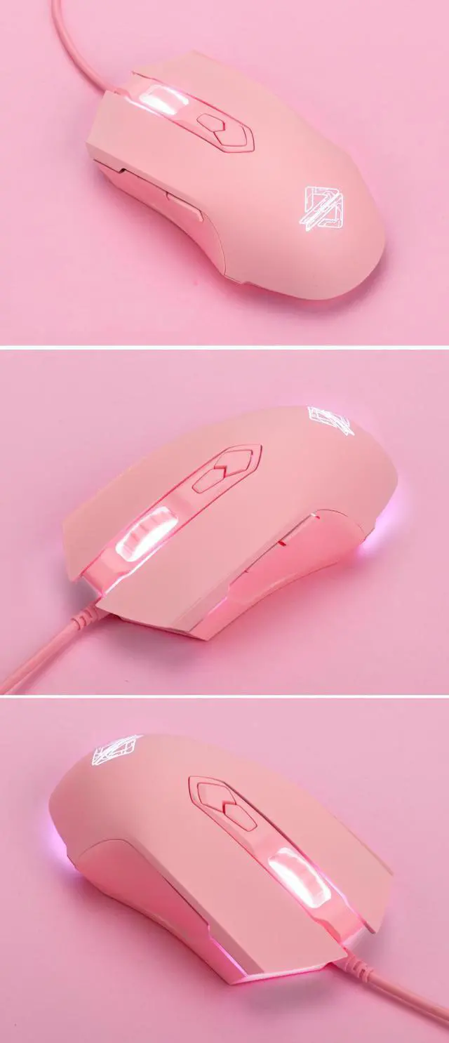 Alt view image 4 of 4 - Ajazz AJ52 Watcher RGB Backlit Ergonomic Gaming Mouse, 2500 DPI A5050 7 Programmable Buttons Wired Gaming Mice for Windows Mac OS Linux, Competitor Pink