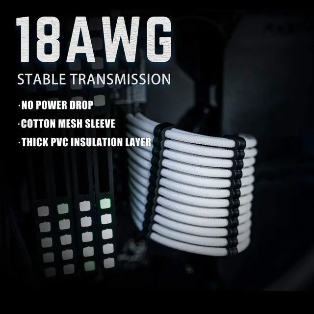 Alt view image 3 of 6 - Asiahorse Customization Mod Sleeve Extension Power Supply Cable Kit 18AWG ATX/EPS/8-pin PCI-E/6-pin PCI-E
