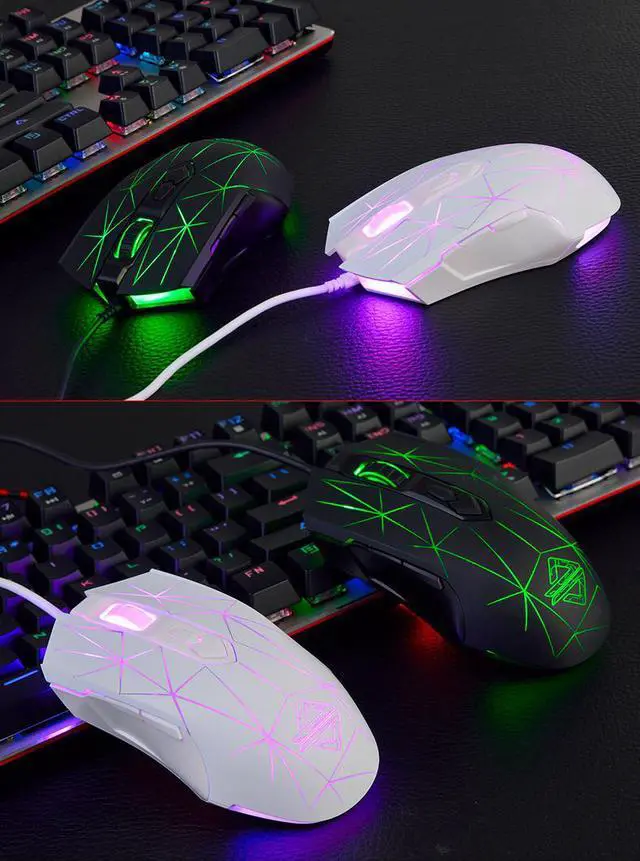 Alt view image 5 of 5 - Ajazz AJ52 Watcher RGB Backlit Ergonomic Gaming Mouse, 2500 DPI A5050 7 Programmable Buttons Wired Gaming Mice for Windows Mac OS Linux, Competitor White Star