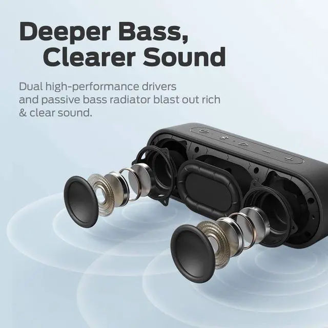 Alt view image 6 of 6 - Tribit XSound Go Bluetooth Speaker - Speakers Bluetooth Wireless with Rich Bass, IPX7 Waterproof, 12W Powerful Sound, 24H Playtime, Portable Speaker with Built-in Mic & 66 ft Bluetooth Range, Black