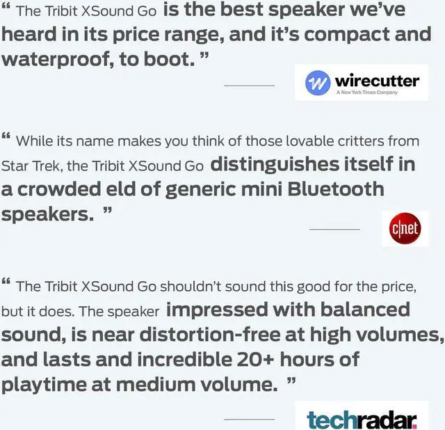 Alt view image 3 of 6 - Tribit XSound Go Bluetooth Speaker - Speakers Bluetooth Wireless with Rich Bass, IPX7 Waterproof, 12W Powerful Sound, 24H Playtime, Portable Speaker with Built-in Mic & 66 ft Bluetooth Range, Black