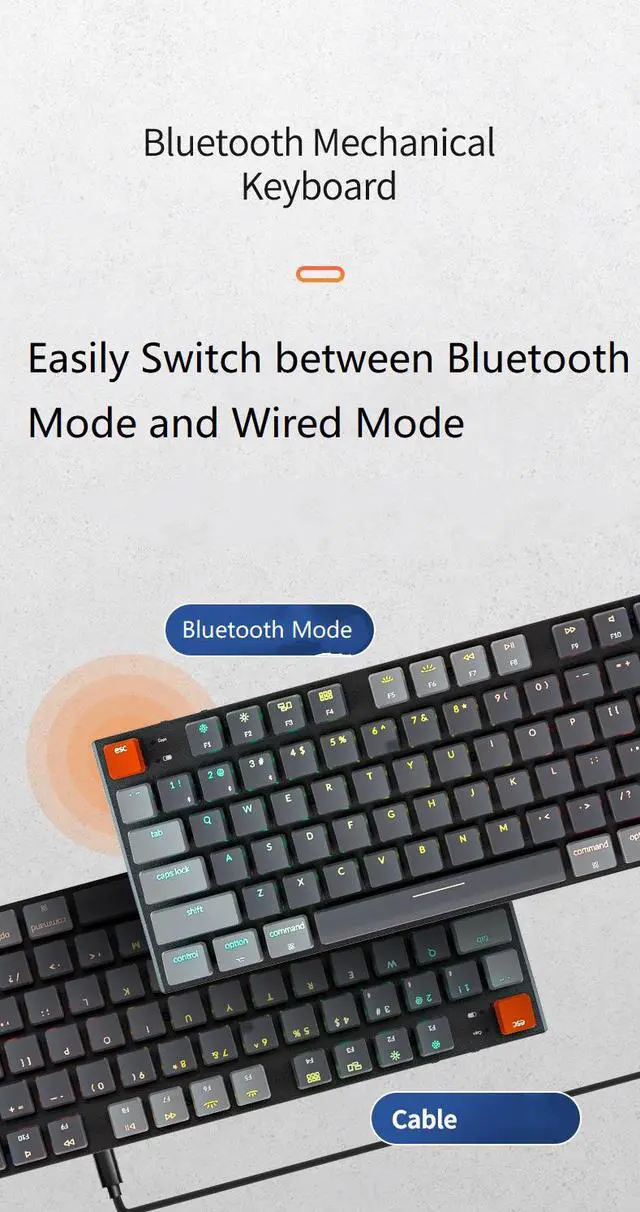 Alt view image 7 of 7 - Keychron K1 87keys TKL Mechanical Keyboard, 5.1 Bluetooth and Wired Dual-mode Connectivity, Gateron Switch,  RGB Backlit