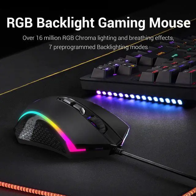 Alt view image 2 of 7 - Redragon S113 Gaming Keyboard Mouse Combo Wired Mechanical LED RGB Rainbow Keyboard Backlit with Brown Switches and RGB Gaming Mouse 4200 DPI for Windows PC Gamers