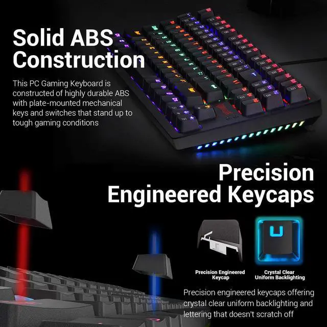 Alt view image 4 of 7 - Redragon S113 Gaming Keyboard Mouse Combo Wired Mechanical LED RGB Rainbow Keyboard Backlit with Brown Switches and RGB Gaming Mouse 4200 DPI for Windows PC Gamers