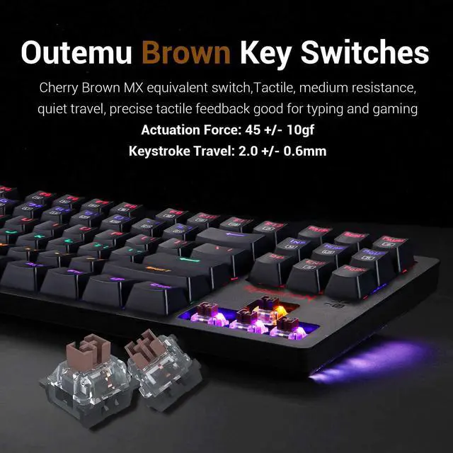 Alt view image 7 of 7 - Redragon S113 Gaming Keyboard Mouse Combo Wired Mechanical LED RGB Rainbow Keyboard Backlit with Brown Switches and RGB Gaming Mouse 4200 DPI for Windows PC Gamers