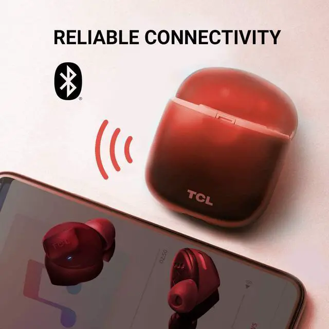 Alt view image 3 of 7 - TCL SOCL500TWS Wireless Earbuds with Pumping Bass, Type-C Charging Case 26H Playtime, Bluetooth 5.0, Secure Fit, Waterproof, Noise Isolation, One Step Pairing for Gym-Sunrise Orange