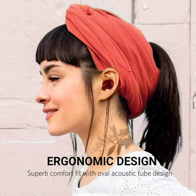 Alt view image 6 of 7 - TCL SOCL500TWS Wireless Earbuds with Pumping Bass, Type-C Charging Case 26H Playtime, Bluetooth 5.0, Secure Fit, Waterproof, Noise Isolation, One Step Pairing for Gym-Sunrise Orange